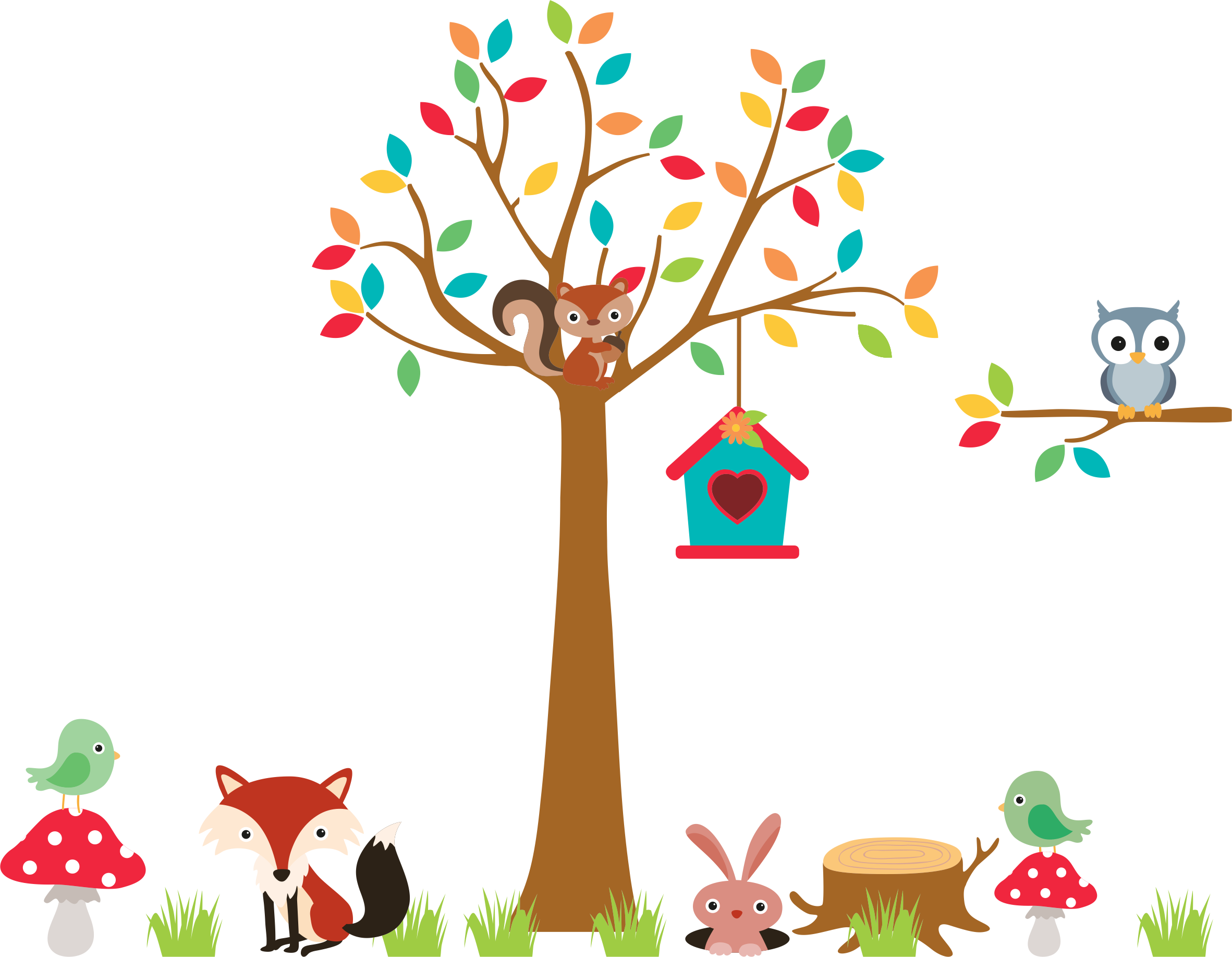 Woodland Creatures and Tree ~ Kidz 'n Clan Decor Wall Stickers