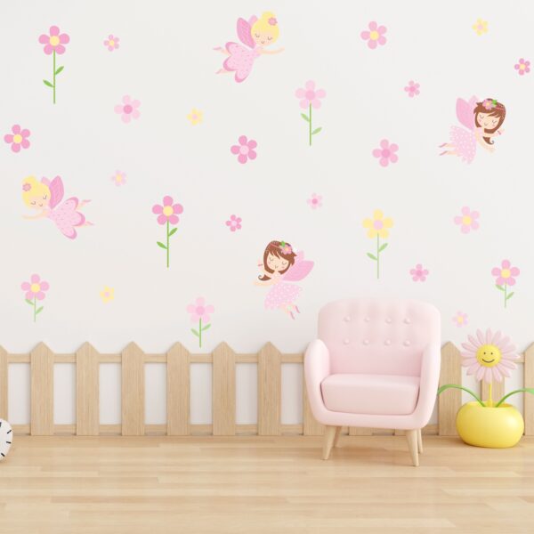 Pink Flowers & Fairies