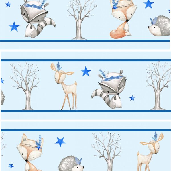 Forest Friends in Blue Border
