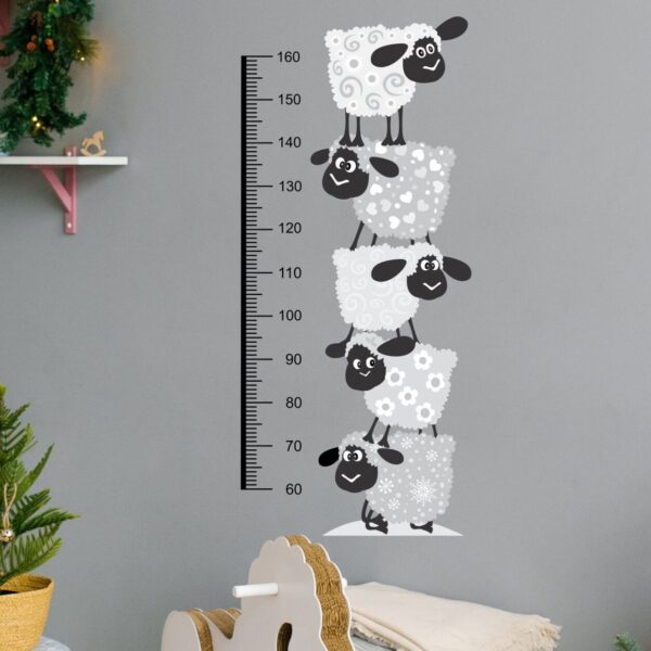Grey Cute Sheep Height Chart