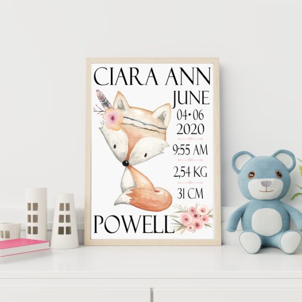 Birth Stats Chart Forest Friends Fox