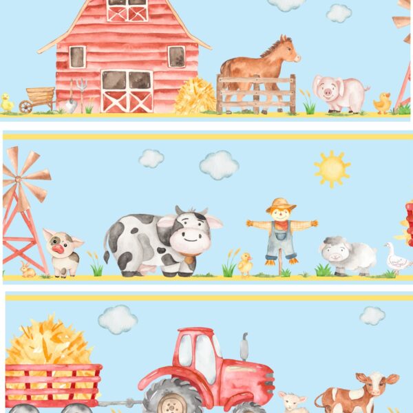 Watercolour Farm Animal Border