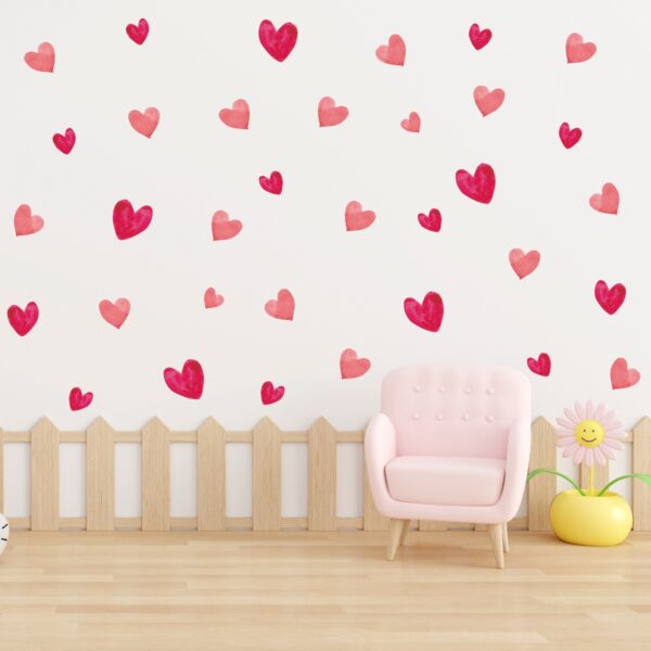 Pink & Red Watercolour Hearts