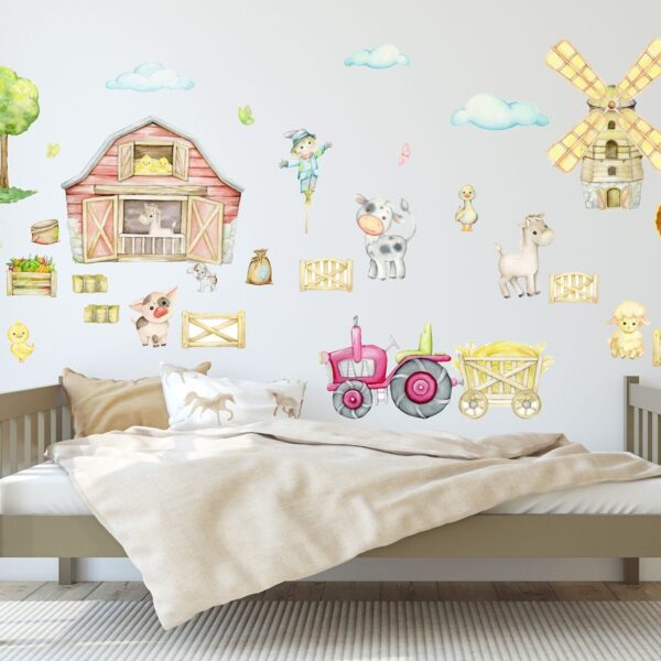 Big Watercolour Farm Animal Scene