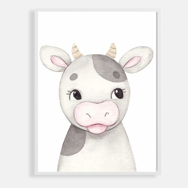 Watercolour Farm Animal Print - Cow