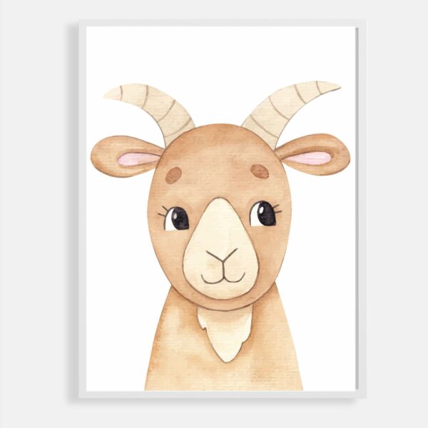 Watercolour Farm Animal Print - Goat