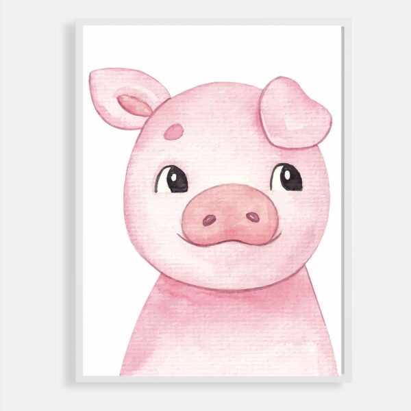 Watercolour Farm Animal Print - Pig
