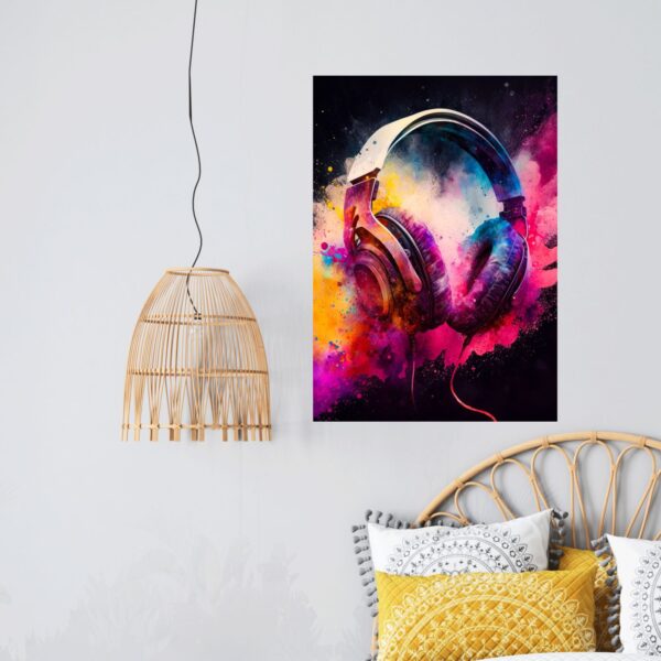 Watercolour Headphones Poster