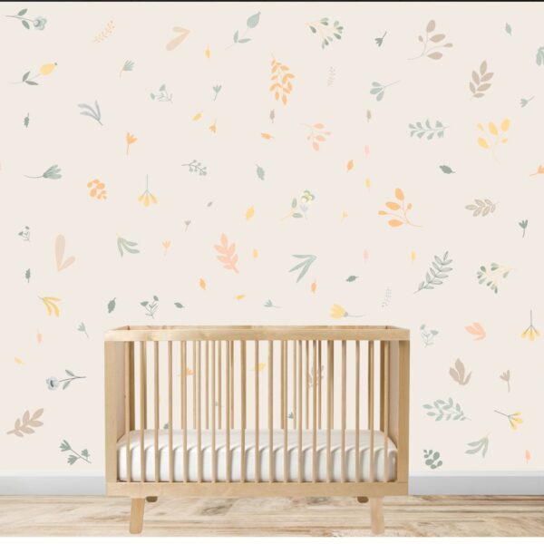 Sage Green, Peach, Yellow & Orange Floral Pattern