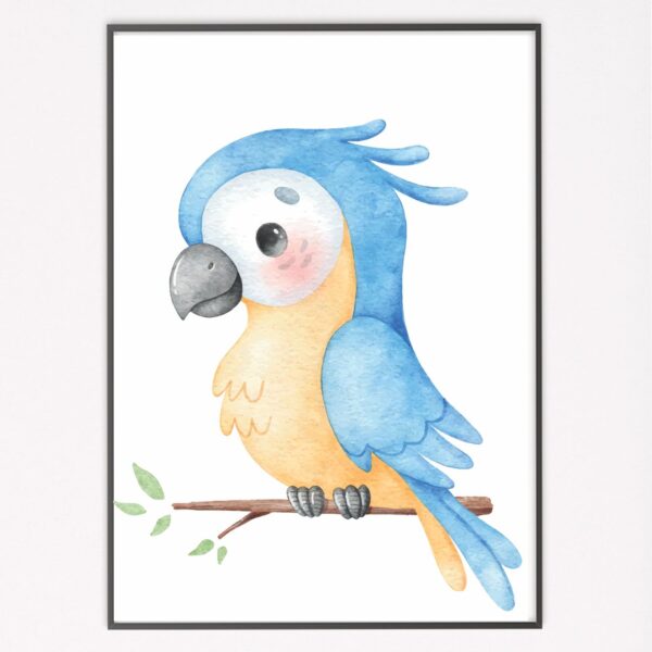 Watercolour Birds Blue & Yellow Parrot