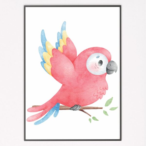 Watercolour Birds Red Parrot